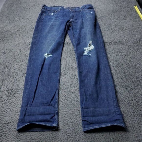 7 For All Mankind Standard Distressed Jeans Blue Cotton Mens Size 38 x34 - Picture 1 of 8